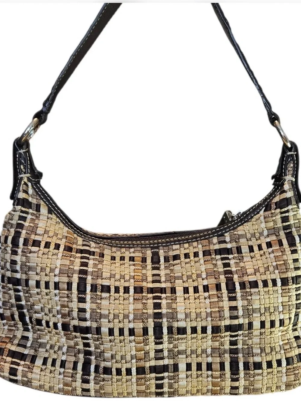 The Sak Boho Woven Shoulder Bag in Beige & Brown